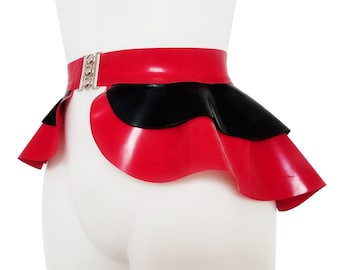 XS-3XL Latex 2 layer peplum belt