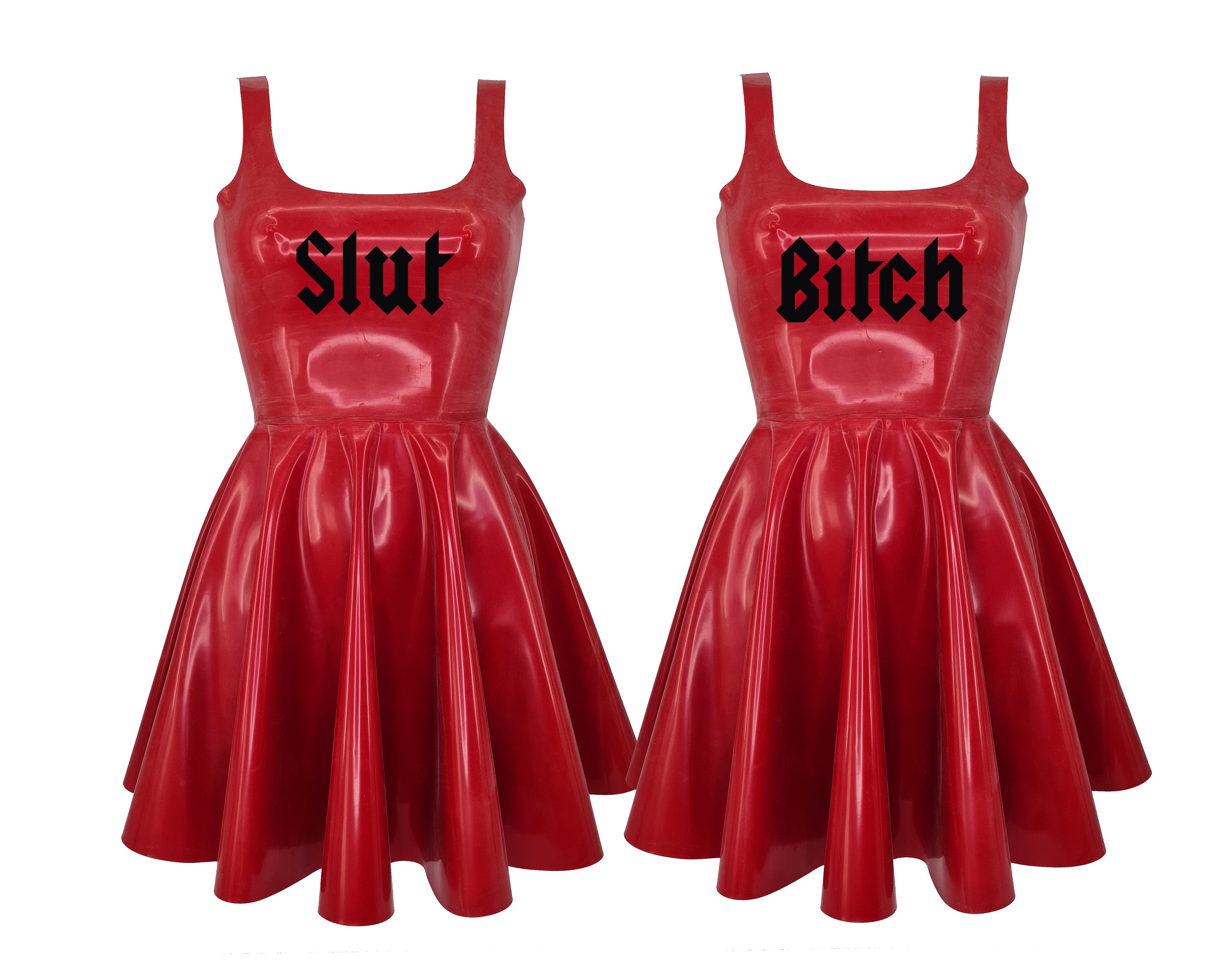 red latex skater dress Latex/Rubber Skater Dress in Red Honour Clothing