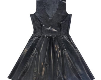 latex skater dress plus size Plus Size Glitz Latex/Rubber Dress in Black Honour Clothing
