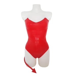 Latex devil bodysuit with tail (glitter available)