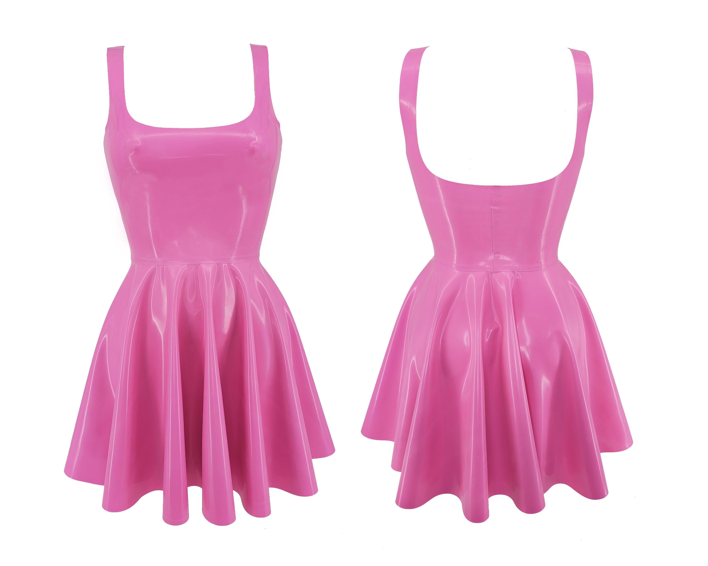 pink latex skater dress Latex Doll Dress. Pink
