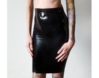 Latex midi pencil skirt