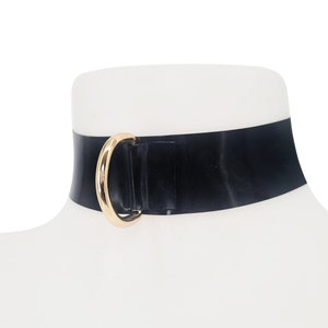 Latex D-ring choker / glitter available (silver, gold or rainbow ring)