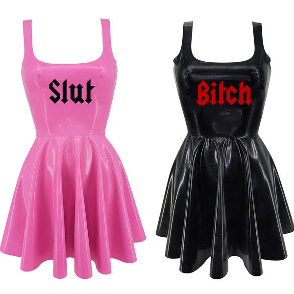 XS-3XL Latex Slut/Bitch skater dress