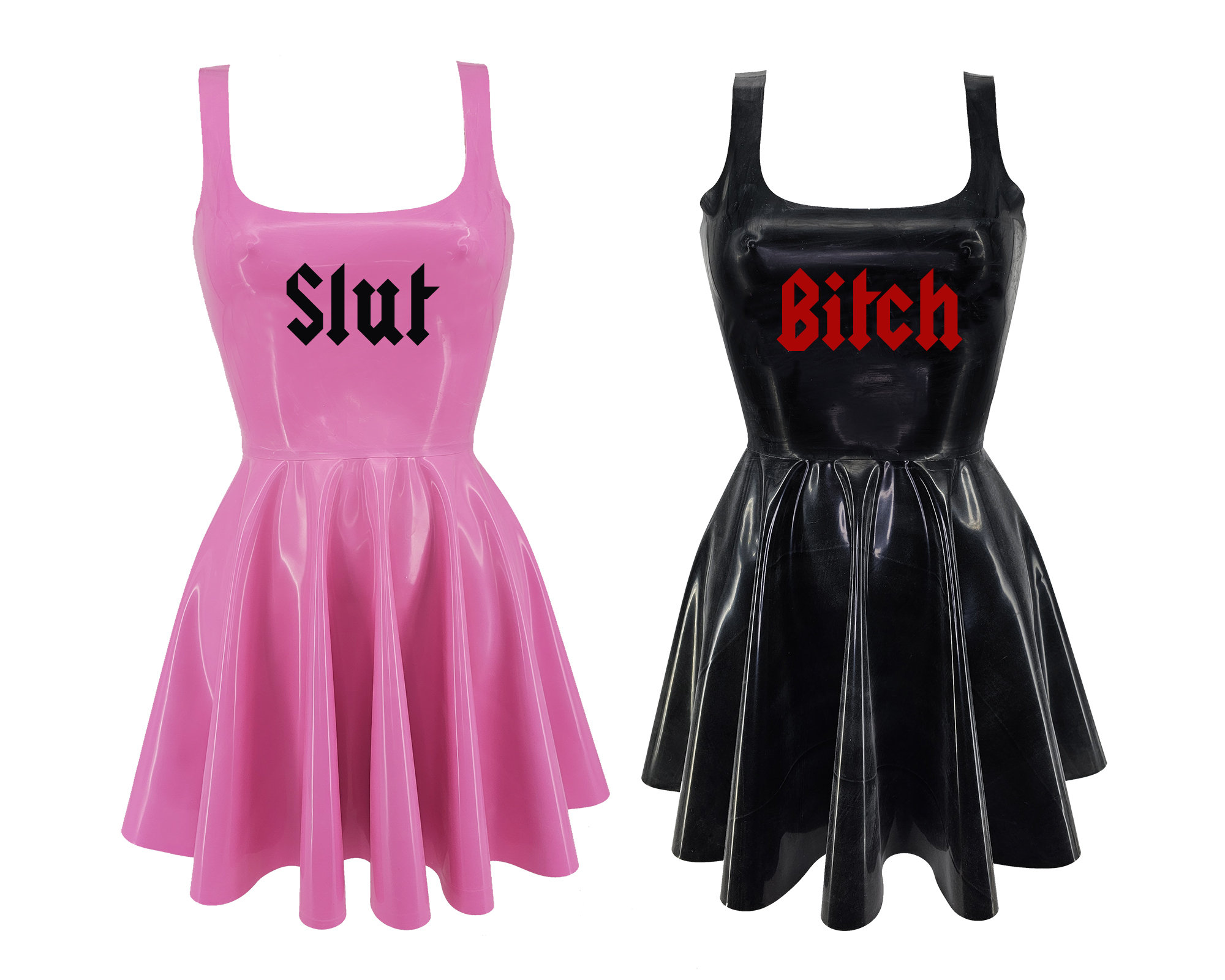 XS-3XL Latex Slut/bitch Skater Dress - Etsy