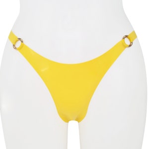 Latex thong with rings (silver, gold or rainbow rings)