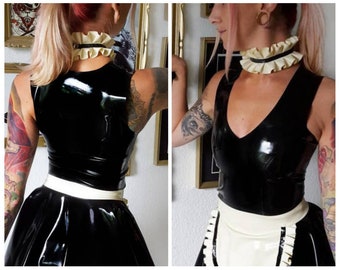 XS-3XL Latex v-neck long top