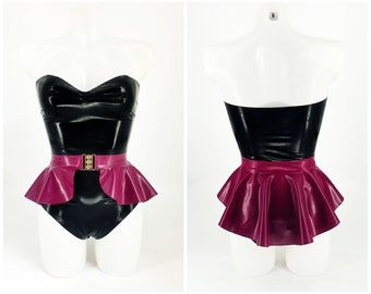 Latex bodysuit and peplum belt set