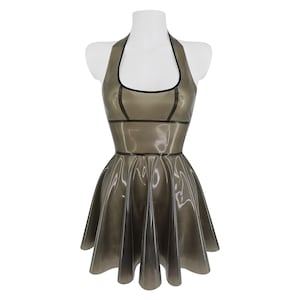 XS-3XL Latex halter mini skater dress