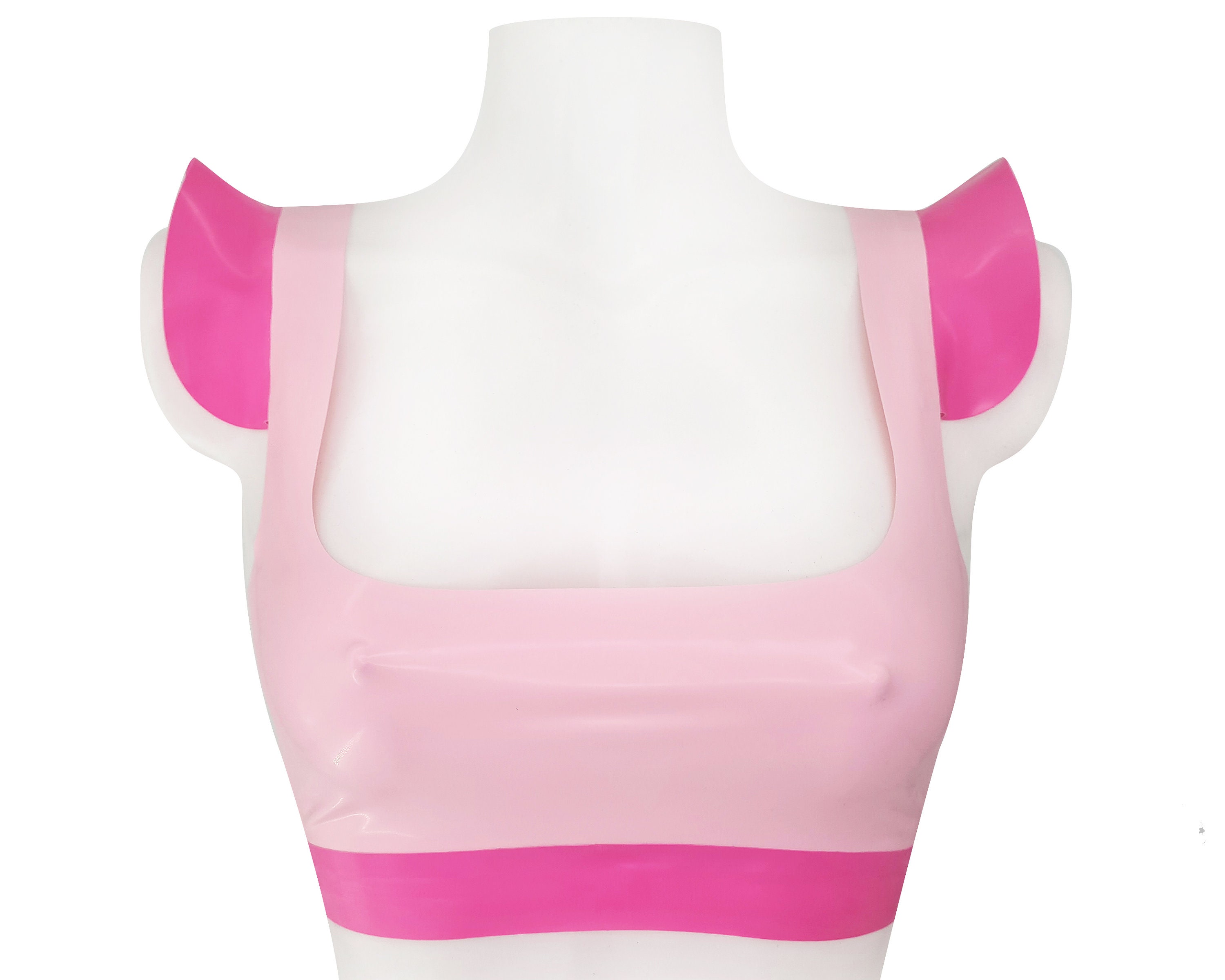 XS-3XL Latex crop top with shoulder ruffles