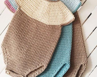 Crochet PATTERN Baby Romper - 6-12 Months
