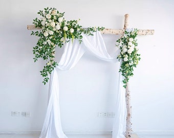 Eucalyptus Wedding Archway Artificial White Rose/ Greenery Wedding Arch/ Rustic White Rose Wedding Swag / Classic White & Sage Wedding