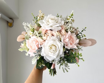 Blush & White Bridal Bouquet 14”, Blush and White Wedding Ceremony, Spring and Summer Wedding, Bridal Shower