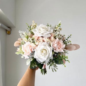 Blush & White Bridal Bouquet 14”, Blush and White Wedding Ceremony, Spring and Summer Wedding, Bridal Shower