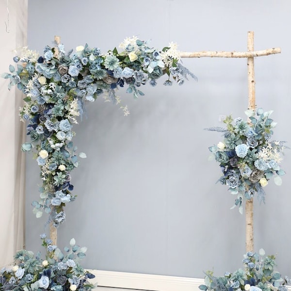 Dusty Blue and Navy Wedding Archway Flower/ Wedding Floral Arch/ Wedding Swag Flower/ Floral Swag Arch/ Silk Flowers Arch/ Wedding Arch