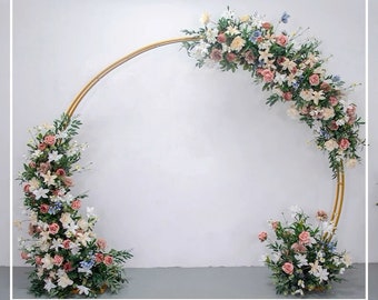 Garden Dusty Rose & Blue Wedding Archway Flower/ Dusty Pink and Light Blue Wedding Flower/ Light Blue and Pink Circle Arch Flower