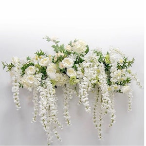 White Wisteria Wedding Archway Flower Artificial/ Hanging Wisteria Flower Swag/ Flower Cascades Decor/ Wisteria Chandelier Bridal Party image 1