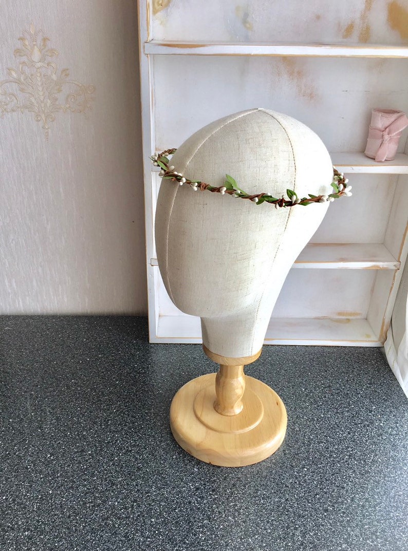 Greenery flower crown whimsical greenery wreath Flower girl crown Greenery halo Boho leaf crownBridal headpiece Bridal hair accessory