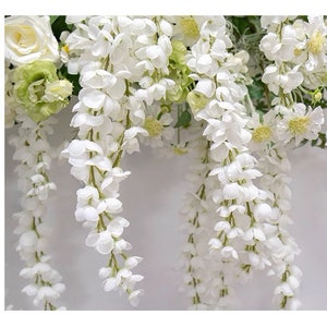 White Wisteria Wedding Archway Flower Artificial/ Hanging Wisteria Flower Swag/ Flower Cascades Decor/ Wisteria Chandelier Bridal Party image 6