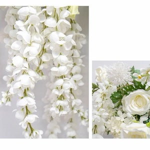 White Wisteria Wedding Archway Flower Artificial/ Hanging Wisteria Flower Swag/ Flower Cascades Decor/ Wisteria Chandelier Bridal Party image 7