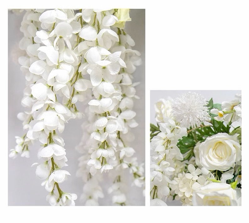 White Wisteria Wedding Archway Flower Artificial/ Hanging Wisteria Flower Swag/ Flower Cascades Decor/ Wisteria Chandelier Bridal Party image 7