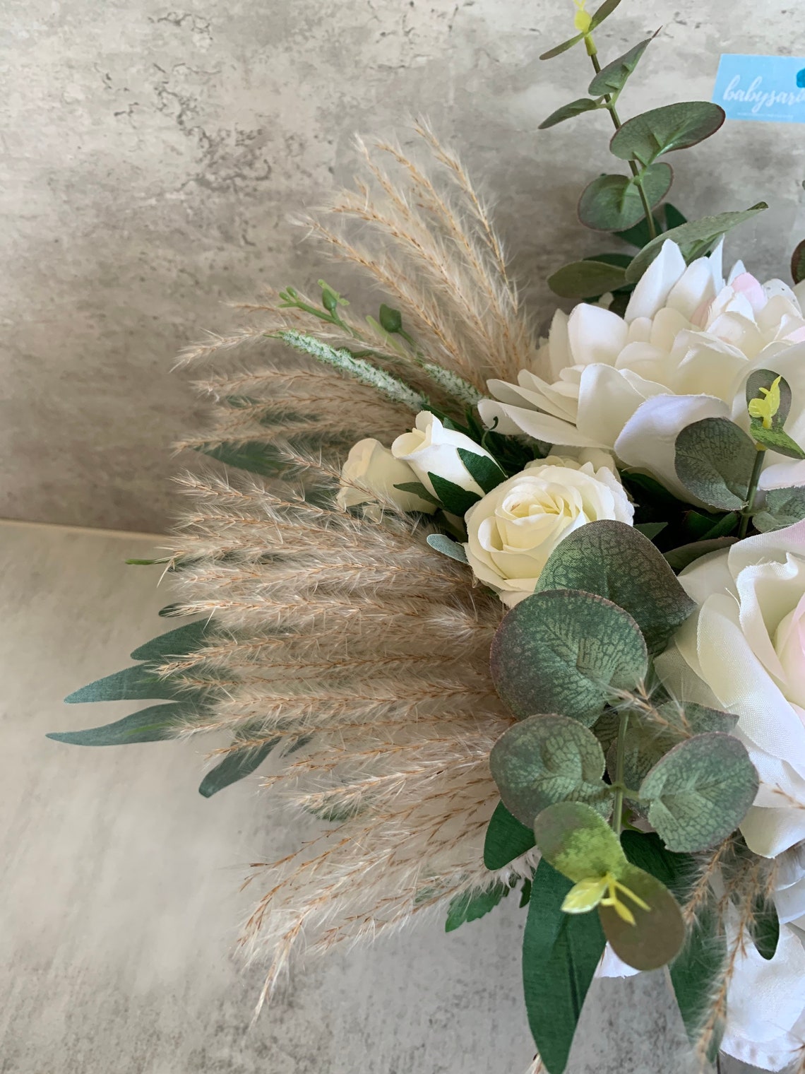Rustic Pampas Grass Greenery and White Wedding Bouquet/ Pampas Etsy