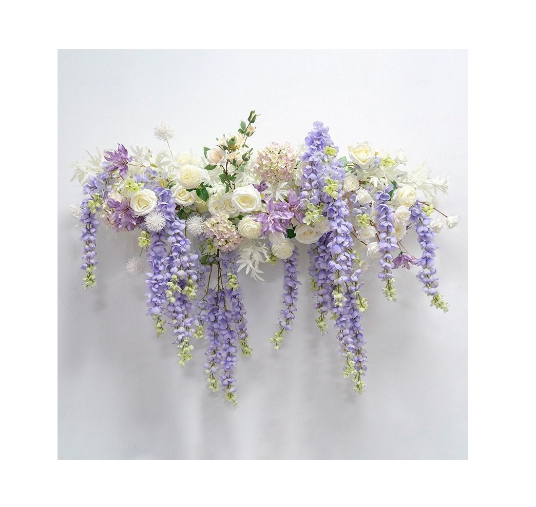 Hlter - Ghirlanda di fiori di lavanda, 64 cm, ghirlanda di fiori di lavanda artificiale, per porta anteriore, decorazione da parete per casa, finestra, decorazione da parete