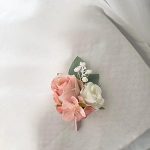 Dusty Rose Wedding Boutonnières Artificial | Blush & White Handmade Floral Accessory for Groom  Groomsmen | Classic Eucalyptus Boutonnières