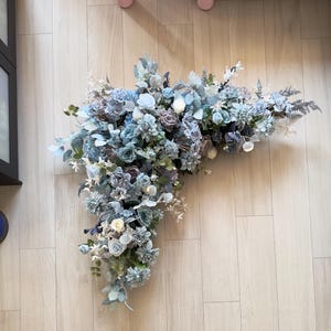 Dusty Blue and Navy Wedding Archway Flower/ Wedding Floral Arch/ Wedding Swag Flower/ Floral Swag Arch/ Silk Flowers Arch/ Wedding Arch