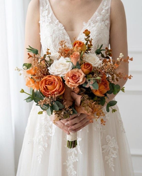 orange and cream wedding dresses Mixed Neutrals and Burnt Orange Rust Bridesmaids Dresses