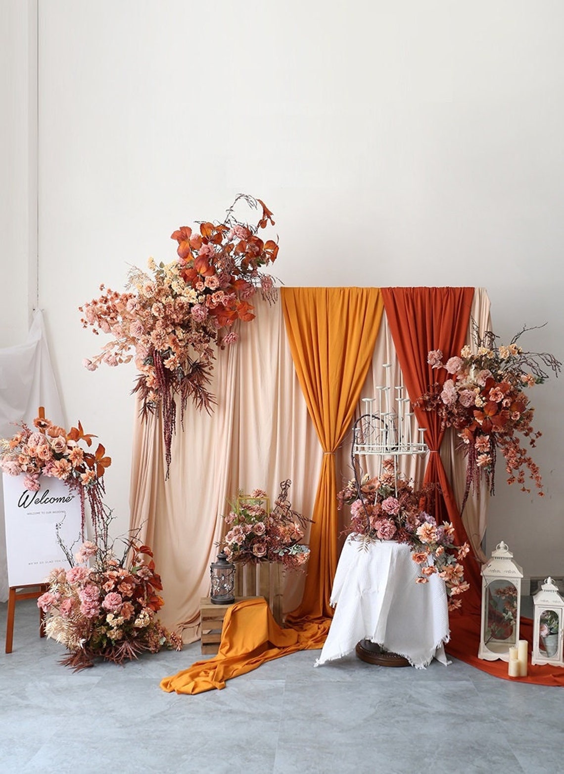 Terracotta Burnt Orange Wedding Archway Flower with Pampas image 2