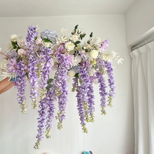 Purple Wisteria Wedding Archway Flower Artificial/ Lavender Hanging Wisteria Flower Swag/ Lilac Flower Cascades/ Wisteria Chandelier Bridal