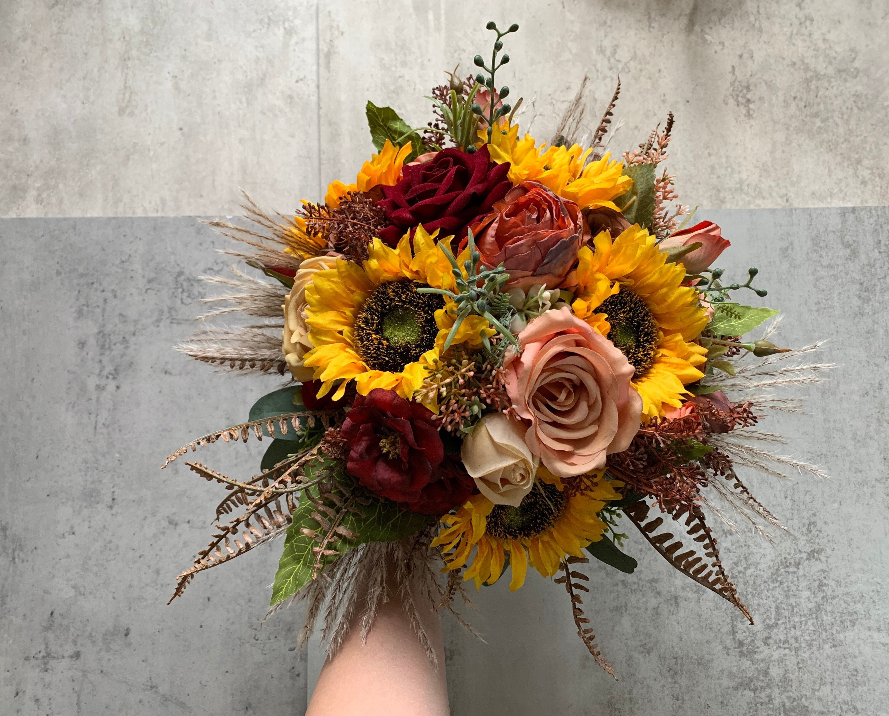 Cascading Sunflower Wedding Bouquet
