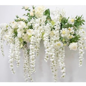 White Wisteria Wedding Archway Flower Artificial/ Hanging Wisteria Flower Swag/ Flower Cascades Decor/ Wisteria Chandelier Bridal Party image 2