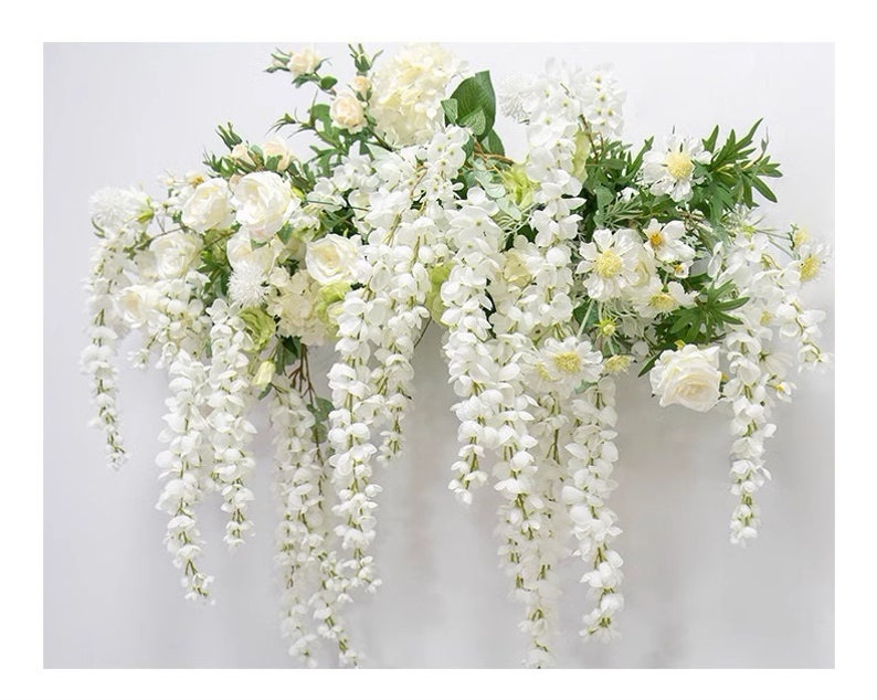 White Wisteria Wedding Archway Flower Artificial/ Hanging Wisteria Flower Swag/ Flower Cascades Decor/ Wisteria Chandelier Bridal Party image 2