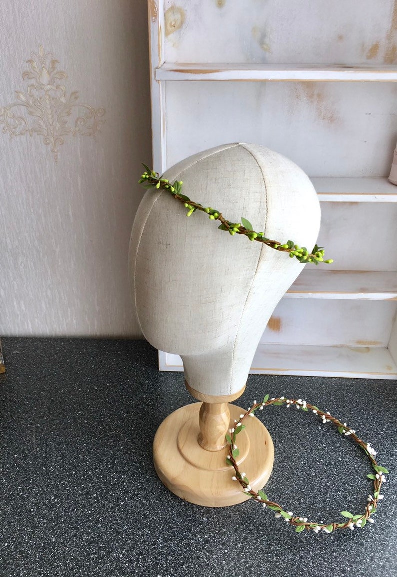 Greenery flower crown whimsical greenery wreath Flower girl crown Greenery halo Boho leaf crownBridal headpiece Bridal hair accessory
