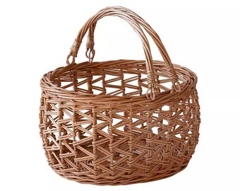 Flower Girl Basket / Simple Bridesmaid Basket / Hand Woven Basket / Willow Basket /Moss Basket for Kitchen/ Rustic Basket for Home Decor