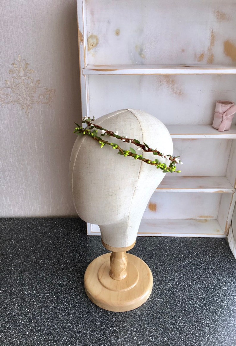 Greenery flower crown whimsical greenery wreath Flower girl crown Greenery halo Boho leaf crownBridal headpiece Bridal hair accessory