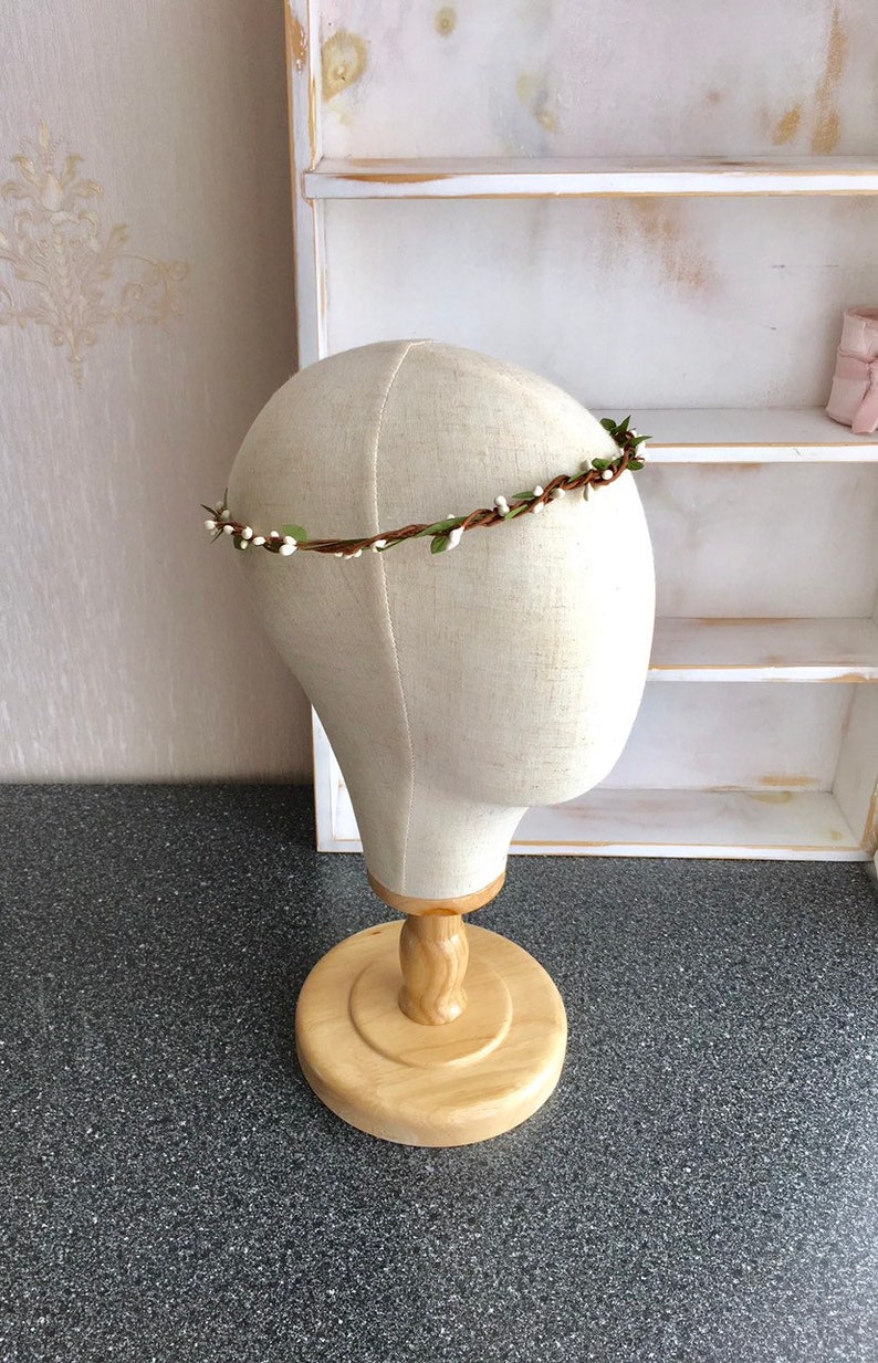 Greenery flower crown whimsical greenery wreath Flower girl crown Greenery halo Boho leaf crownBridal headpiece Bridal hair accessory
