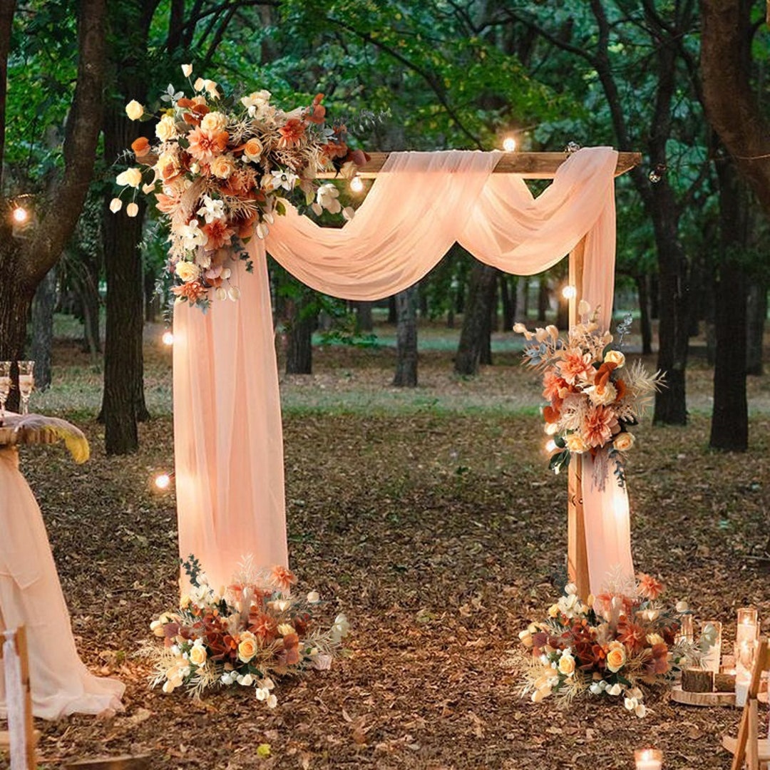 Champagne and Terracotta Burnt Orange Wedding Archway Flower With