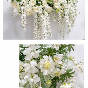 White Wisteria Wedding Archway Flower Artificial/ Hanging Wisteria Flower Swag/ Flower Cascades Decor/ Wisteria Chandelier Bridal Party image 3