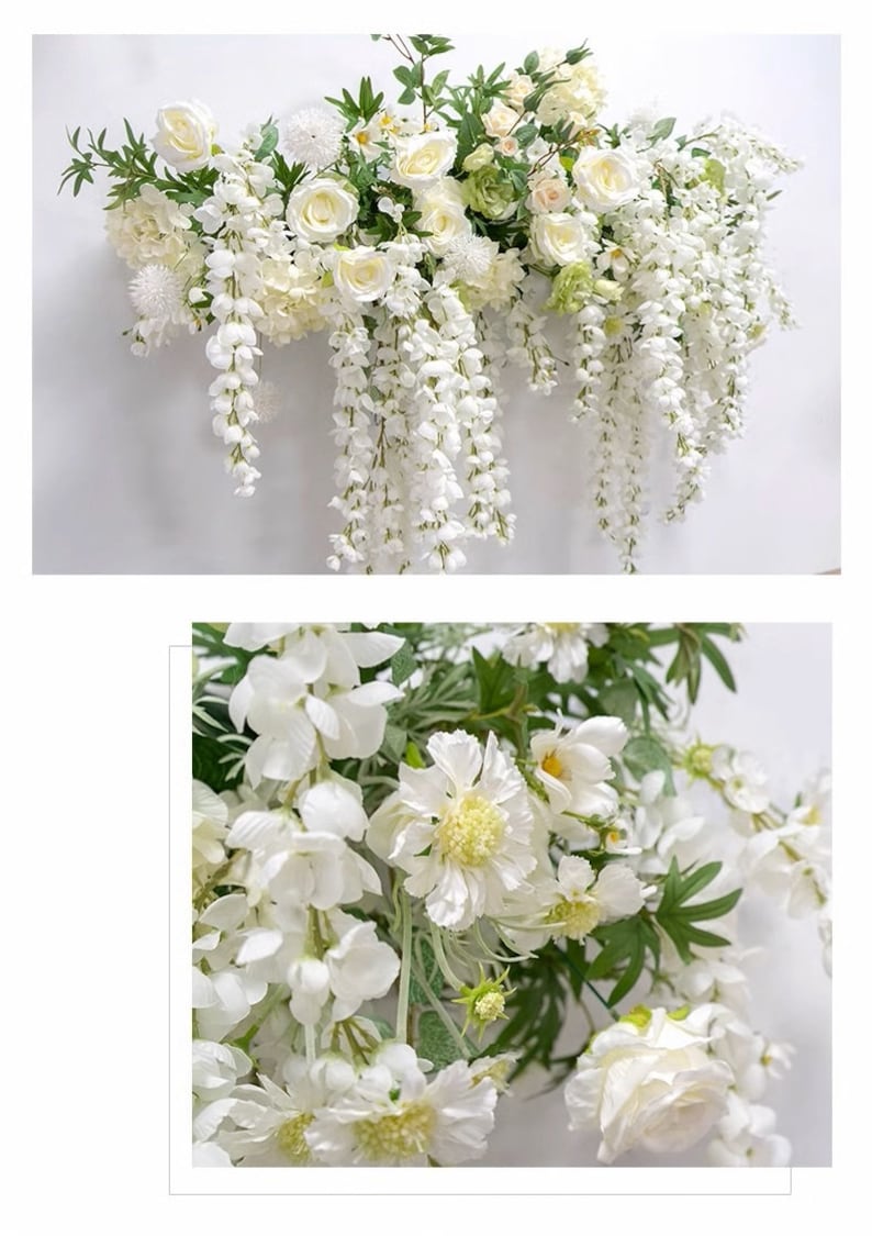 White Wisteria Wedding Archway Flower Artificial/ Hanging Wisteria Flower Swag/ Flower Cascades Decor/ Wisteria Chandelier Bridal Party image 3