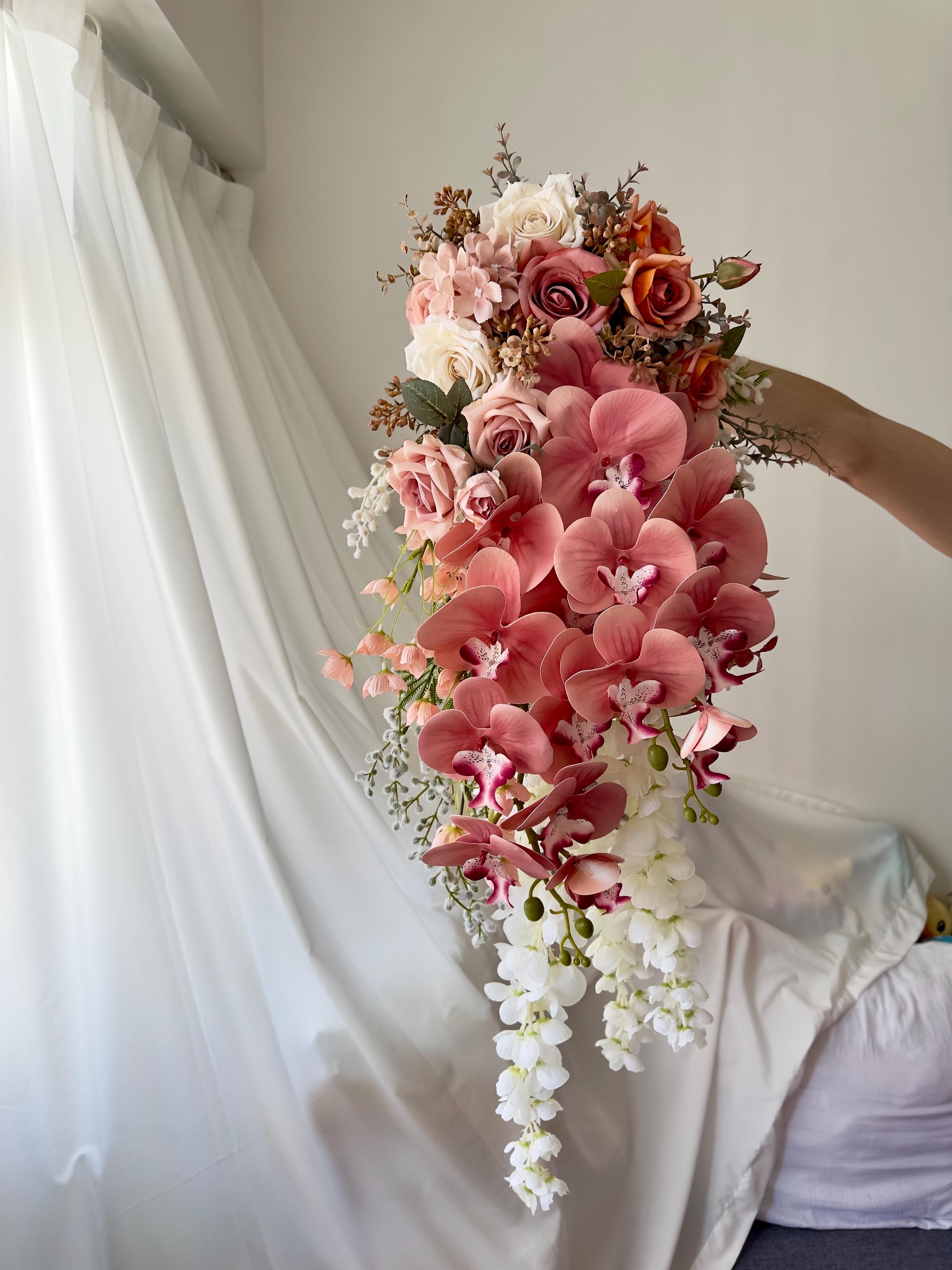 Artificial Orchid Rose Bridal Bouquet