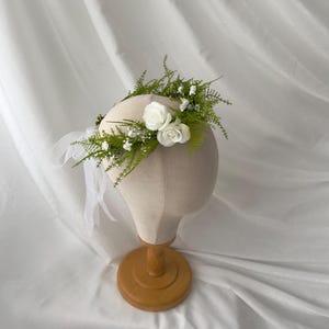 Eucalyptus Wedding Flower Crown: Sage Green & White Rose Bridal Wreath