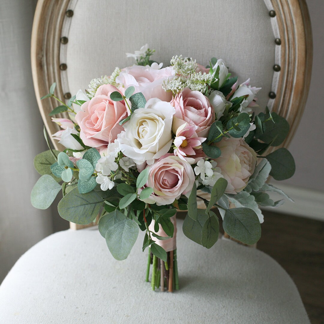 Blush and Cream Bridal Bouquet 12/ Dusty Rose and Etsy