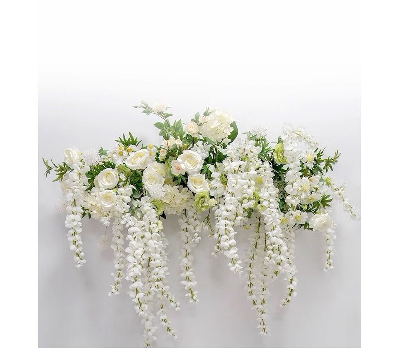 White Wisteria Wedding Archway Flower Artificial/ Hanging Wisteria Flower Swag/ Flower Cascades Decor/ Wisteria Chandelier Bridal Party image 1