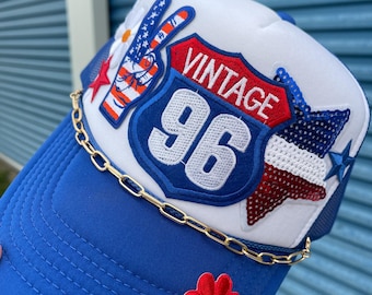 America Independence Day Trucker Hat, Memorial Day, Bald Eagle Patriotic Patch Trucker Hat For Women, 4th of July Hat, Red White & Blue Hat.