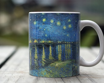 Vincent Van Gogh, "Starry Night over Rhone". 11 oz Ceramic Coffee Mug.