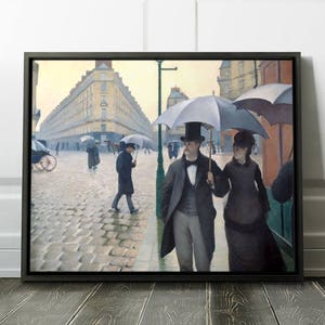 Gustave Caillebotte &quot;Paris Street, Rainy Day&quot; Framed Canvas Print Caillebotte Art Print Canvas in a Frame - Ready to Hang. (FC-GCA-01)