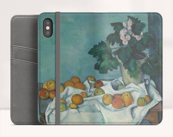 Cezanne "Still Life with Apples" iPhone X folio case Samsung Galaxy S11 folio case iPhone 11 folio Phone case for iPhone, Samsung. WC-PCE-02